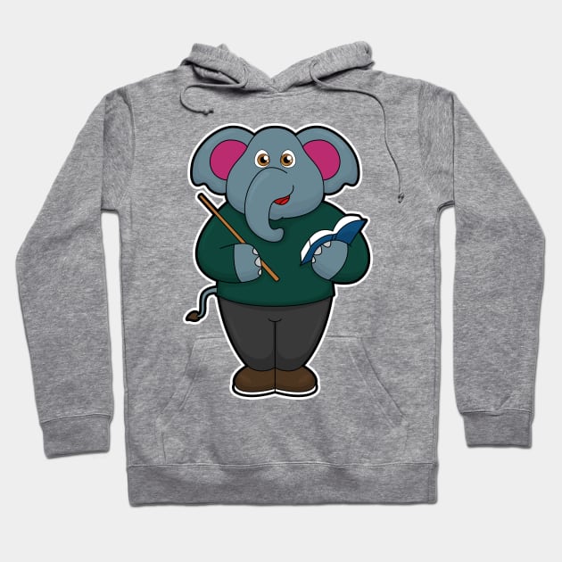 Elephant as Teacher with Book & Pointer Hoodie by Markus Schnabel